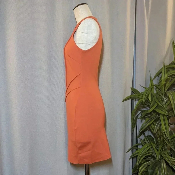 Maje Orange Bodycon Sheath Mini Dress Sleeveless Size 1 Small - Picture 3 of 9